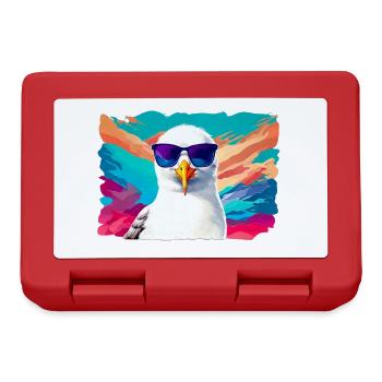 Funny seagull with sunglasses - Lunchbox - red - Front