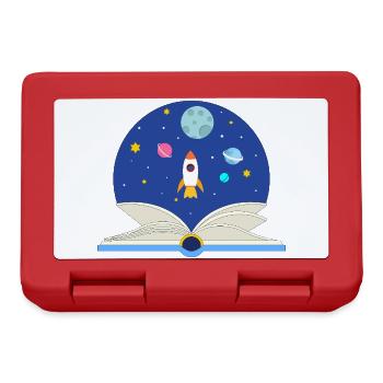 Livre ouvert avec scène spatiale, imagination et Avent - Boîte à goûter - rouge - Devant
