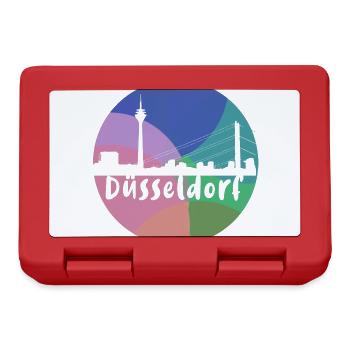 düsseldorf,skyline,kreis,bunt,regenbogen,retro - Brotdose - Rot - Vorne