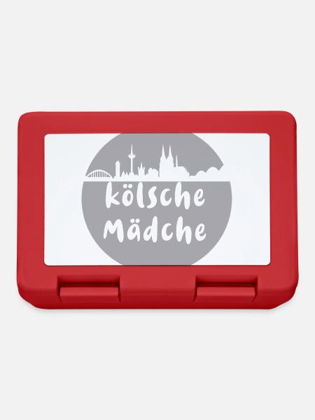 Köln, skyline,scherenschnitt,grau,kölsche mädche - Brotdose - Rot