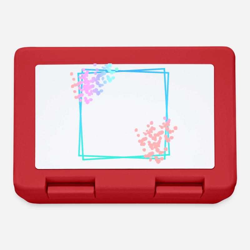 Blue square frame with dots - Lunchbox - red