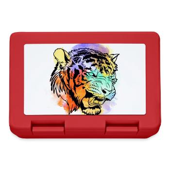 Un beau et amusant design de tigre à l’aquarelle - Boîte à goûter - rouge - Devant