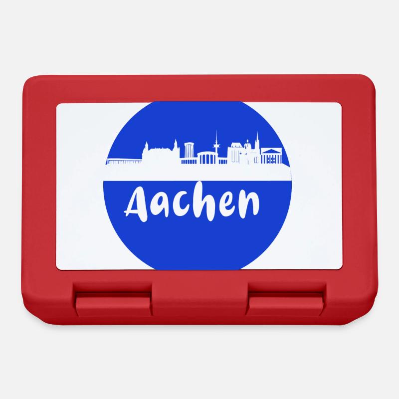scherenschnitt,aachen,blau,stadt,skyline - Brotdose - Rot
