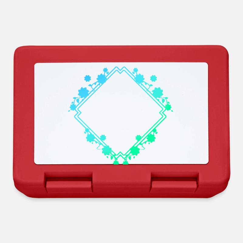 Floral Pattern Frame with Strokes Lines - Lunchbox - red