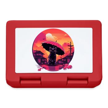 Synthwave japan Cat with umbrella - Brotdose - Rot - Vorne