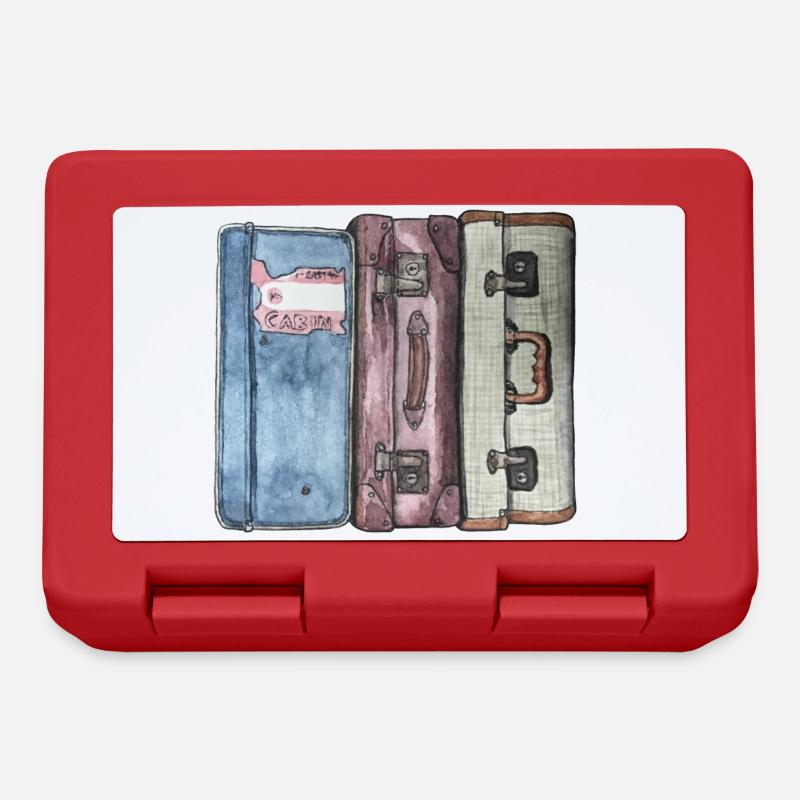 Pile de valises avec 3 vieilles valises - Boîte à goûter - rouge