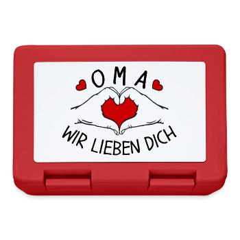 Oma wir lieben Dich - Brotdose - Rot - Vorne