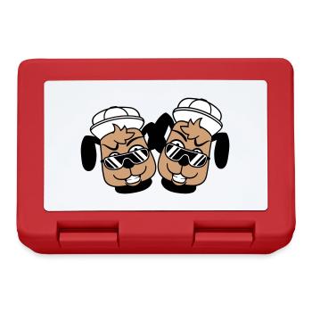 2 DJ Hunde Sonnenbrille Teenager Mütze Cappy Team - Brotdose - Rot - Vorne