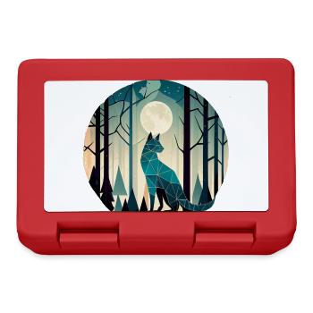 Geometrische Katze im Wald mit Vollmond - Brotdose - Rot - Vorne
