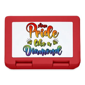 LGBT CSD Spruch Diamant Shine Pride Like A Diamond - Brotdose - Rot - Vorne