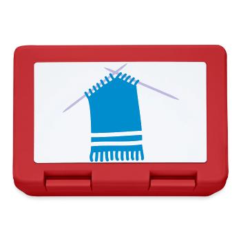 Farbiger Wollschal mit Strickmuster - Brotdose - Rot - Vorne
