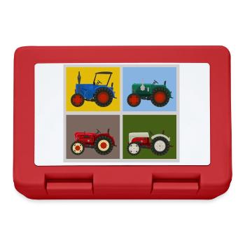 Retro Oldtimer-Traktoren Quartett - Brotdose - Rot - Vorne
