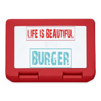 Lebensfreude mit Burger Spruch - Brotdose - Rot - Vorne