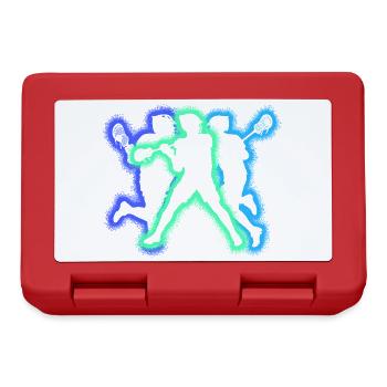 Lacrosse Player Silhouettes Men Lacrosse Boy - Lunchbox - red - Front