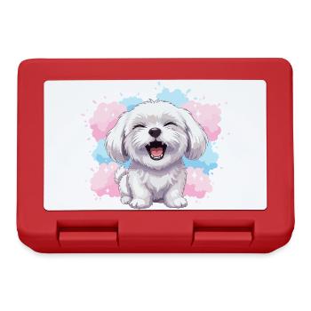 Fröhlicher Flauschhund Pastell-Spritzer - Brotdose - Rot - Vorne