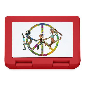 Kokopelli Family in Peace Sign Design 2 - Brotdose - Rot - Vorne