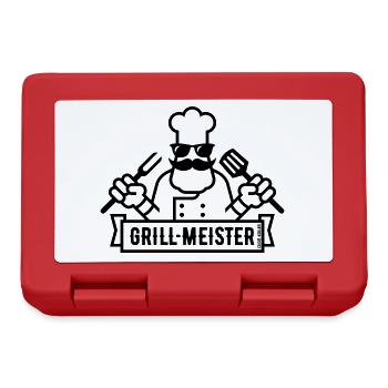 Grillmeister (Grillen / Barbecue / BBQ / 1C) - Brotdose - Rot - Vorne