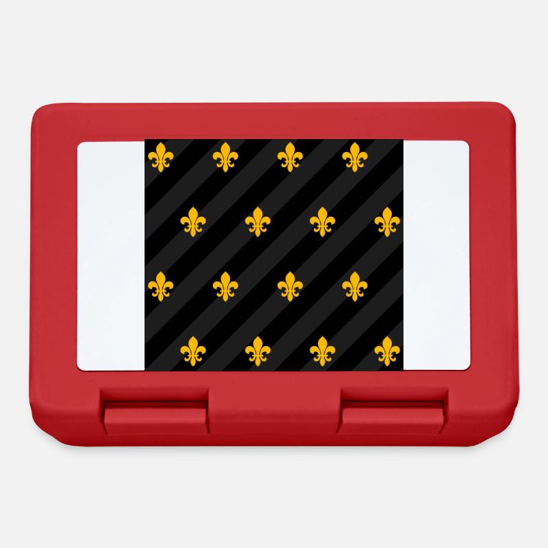 Fleur de Lys / Fleur de Lis black and yellow pattern - Lunchbox - red