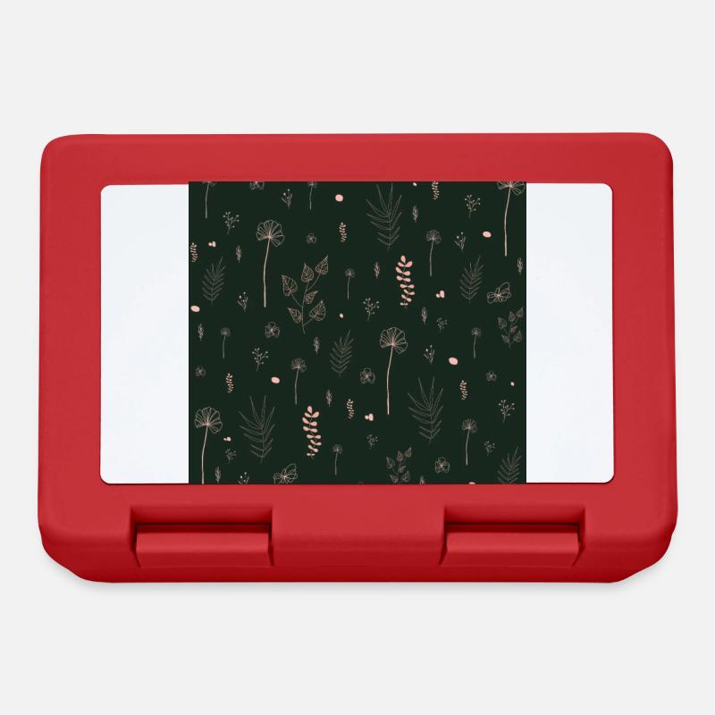 Wild Botanical Pattern Dark Green Edition - Lunchbox - red