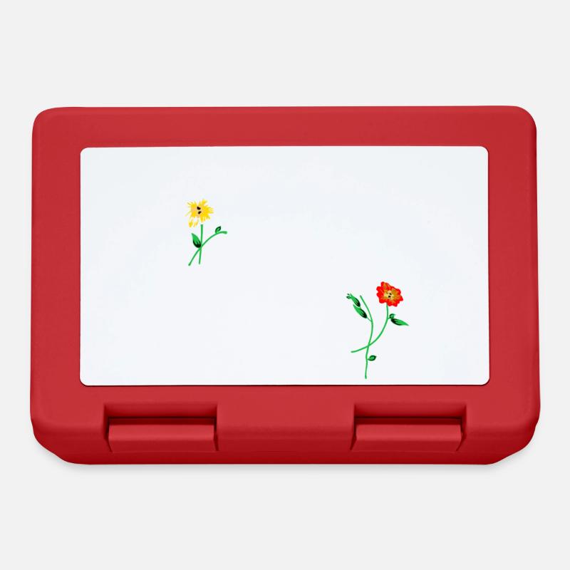 White frame with floral decoration - Lunchbox - red