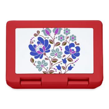 Hungarian flowers, blue, colorful flowers,tendrils,flower - Lunchbox - red - Front
