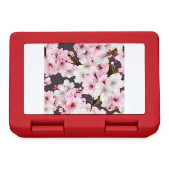 Realistic White Pink Cherry Blossom Pattern - Lunchbox - red - Front