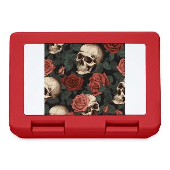 Gothic Skulls & Red Roses Pattern Dark Elegant - Lunchbox - red - Front