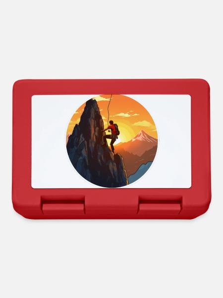 Bergsteiger vorm Sonnenuntergang - Kletter Design - Brotdose - Rot