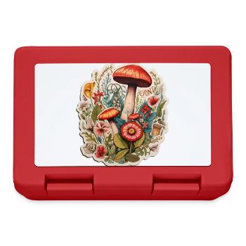 Boho Kunst mit Pilzen und Blumen - Brotdose - Rot - Vorne
