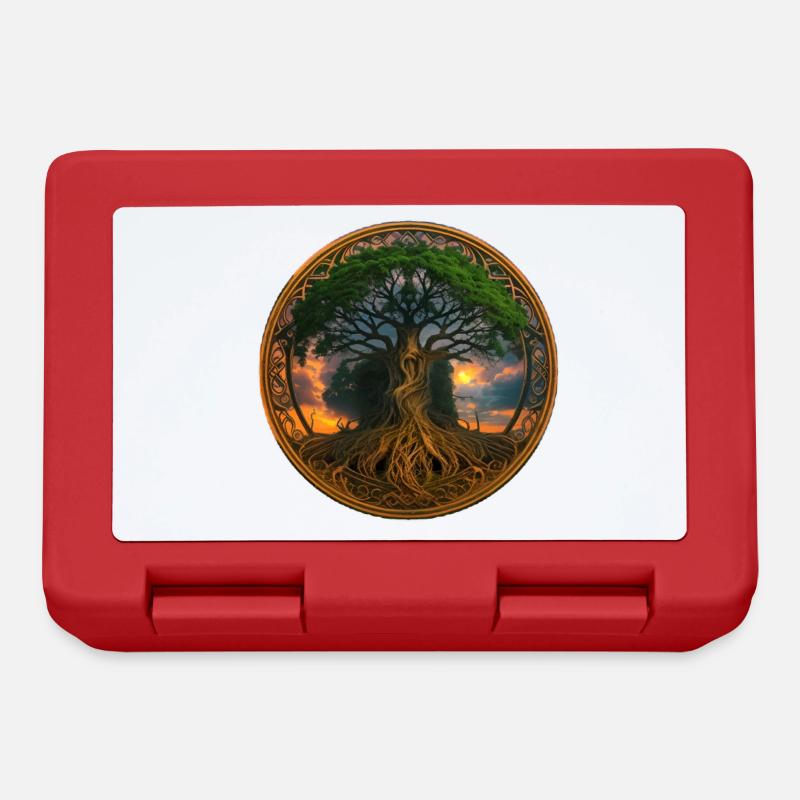 Arbre de vie, arbre de vie, lumière, or - Boîte à goûter - rouge