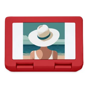 Femme avec chapeau sur la plage - Boîte à goûter - rouge - Devant