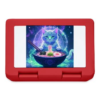 Chat ,Japon ,Kawaii,anime,ramen,nuit - Boîte à goûter - rouge - Devant