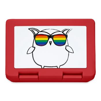 lgbt,owl,pride,love,bird,sunglasses,rainbow - Lunchbox - red - Front