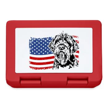 Korthals Griffon Amérique Flag Chien Chiens Wilsigns - Boîte à goûter - rouge - Devant