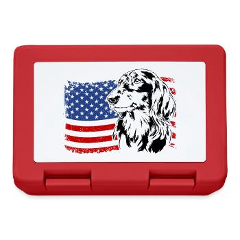 Teckel à poil long Amérique Flag Dogs Wilsigns - Boîte à goûter - rouge - Devant