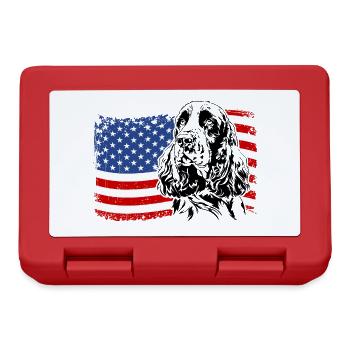 English Springer Spaniel America Flag Dog Dogs - Lunchbox - red - Front
