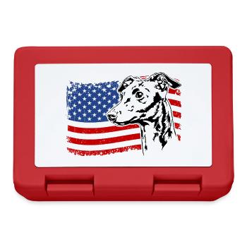 Italienisches Windspiel Amerika Fahne Hunde - Brotdose - Rot - Vorne