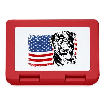 Rottweiler America Flag Dog Dogs Wilsigns - Lunchbox - red - Front