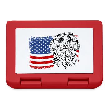 Maltese America Flag Dogs Wilsigns - Lunchbox - red - Front
