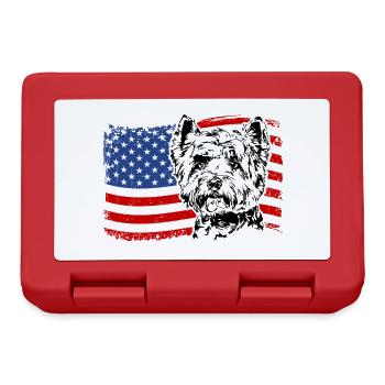 West Highland White Terrier Amerika Fahne Hunde - Brotdose - Rot - Vorne