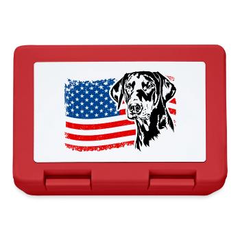 Doberman America Flag Dogs Dobie Wilsigns - Lunchbox - red - Front