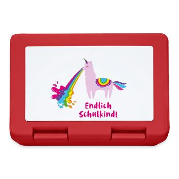 lama,schulkind,kotzendes lama,alpaka - Brotdose - Rot - Vorne