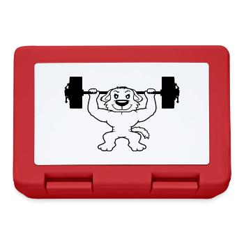 Dog Bodybuilder Strong Muscles Gym Weightlifting - Lunchbox - red - Front