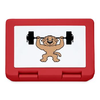 Dog Bodybuilder Strong Muscles Gym Weightlifting - Lunchbox - red - Front