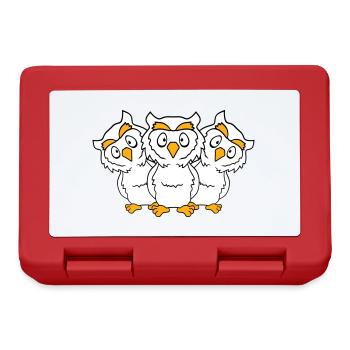 3 hiboux équipe amis groupe groupe trois frères troupe - Boîte à goûter - rouge - Devant