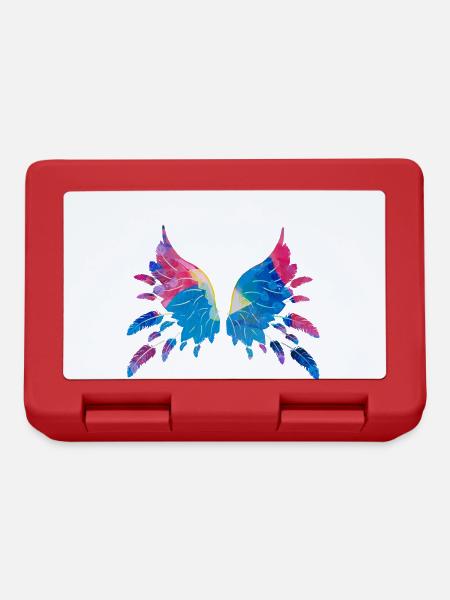 flügel,federn,blaue flügel,feder,malerei - Brotdose - Rot