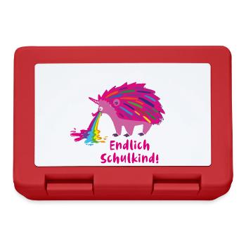endlich schulkind,igel,pink,regenbogen,kotzen - Brotdose - Rot - Vorne