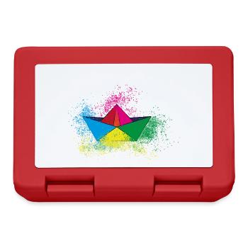 bateau, navire en papier, coloré, navire, graffiti - Boîte à goûter - rouge - Devant