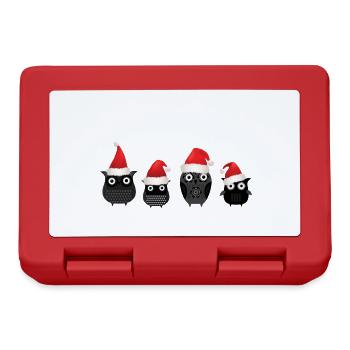 Hiboux, Bande Dessinée, Père Noël, Noël, Famille - Boîte à goûter - rouge - Devant