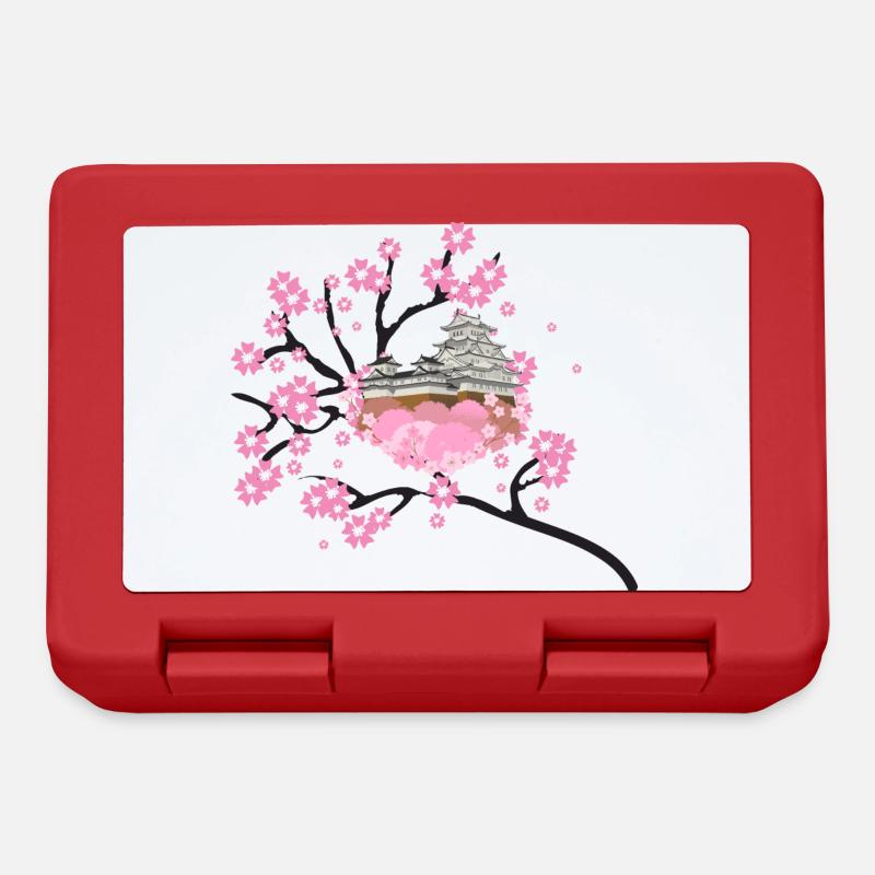 Kirschblüten Tempel Design Sakura - Brotdose - Rot